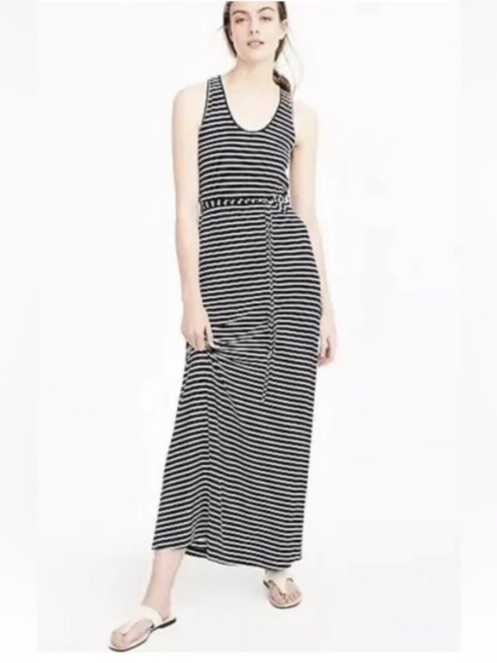 J. Crew Striped Maxi Tank Dress Navy & White sz S